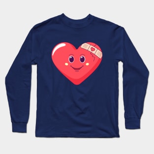 Cracked red heart with restoring patch Long Sleeve T-Shirt